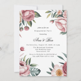 Elegante Blush Pink Floral Engagement Party Einladung