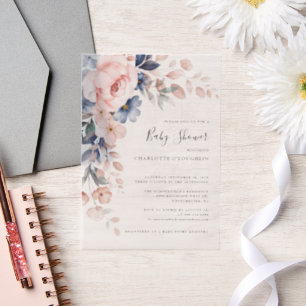 Elegante Blush Pink Floral Girl Babydusche