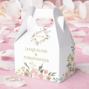 Elegante Blush Pink Floral Gold Script Hochzeit Geschenkschachtel