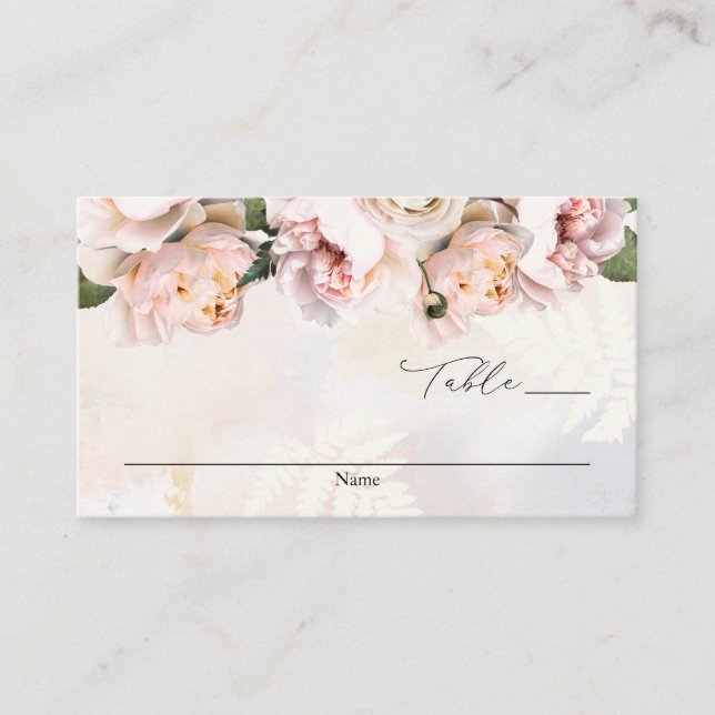 Elegante Blush Pink Floral Wedding Escort Card Begleitkarte (Vorderseite)