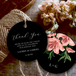 Elegante Blush Pink Floral Wedding Vielen Dank Geschenkanhänger