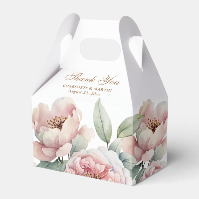 Elegante Blush Pink Gold Floral Wedding Geschenkschachtel (Vorderseite)