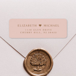 Elegante Blush Pink Gold Wedding Rücksendeadresse