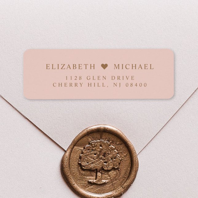 Elegante Blush Pink Gold Wedding Rücksendeadresse (Von Creator hochgeladen)