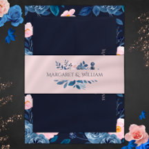 Elegante Blush Pink & Navy Blue Floral Wedding
