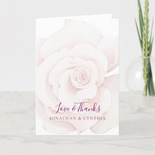 Elegante Blush Pink Rose Blumenhochzeit Dankeskarte