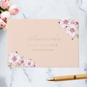 Elegante Blush Pink Rose Blütendusche Gästebuch