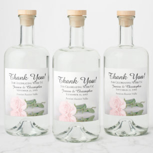 Elegante Blush Pink Rose Chic Hochzeit Vielen Dank Alkoholflaschenetikett