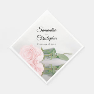 Elegante Blush Pink Rose Diagonal Design Hochzeit Serviette