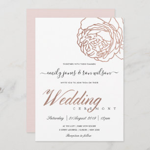 ELEGANTE BLUSH PINK ROSE GOLD FLORAL WEDD EINLADUNG