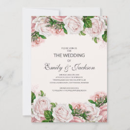 Elegante Blush Pink Rose Hochzeit Einladung