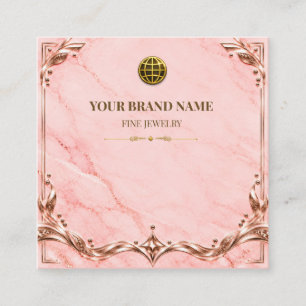 Elegante Blush-Pink-Roségold-Halskettenkarte Quadratische Visitenkarte