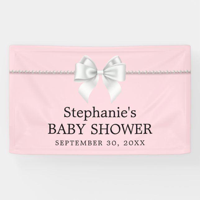 Elegante Blush Pink Tiffany Theme Baby Dusche Banner (Horizontal)