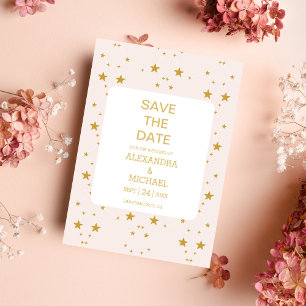 Elegante Blush Pink und Gold Celestial Wedding Save The Date