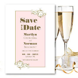 Elegante Blush Pink und Gold Einfache Hochzeit Save The Date