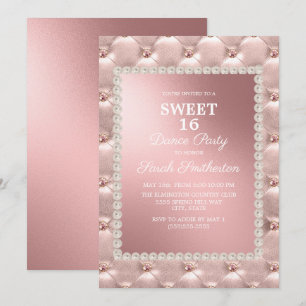 Elegante Blush-Pink-Weiße Sweet 16 Tanzparty Einladung