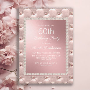 Elegante Blush Pink White 60. Geburtstagsparty Einladung