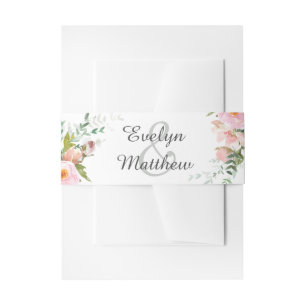 Elegante Blush Pink & White Bouquet Wedding Einladungsbanderole
