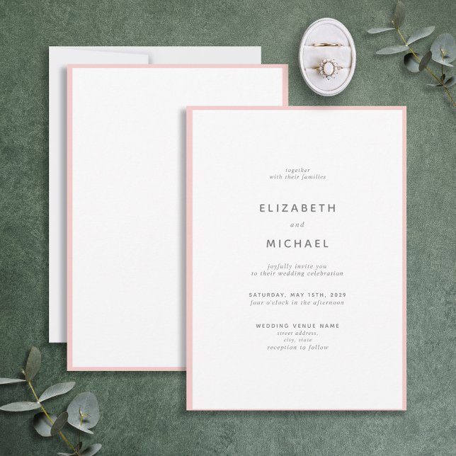 Elegante Blush Pink & White Typografy Wedding Einladung (Von Creator hochgeladen)