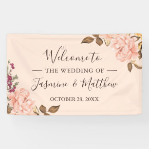 Elegante Blush Pink Wild Floral Wedding Party Banner
