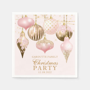 Elegante Blush-Rosa Gold-Ornamente Weihnachtsfeier Serviette