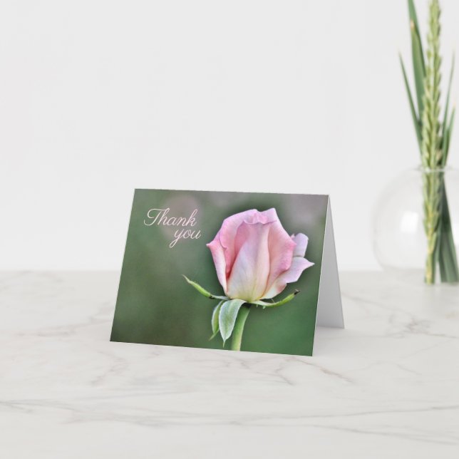 Elegante Blush Rose Danke Karte (Vorderseite)