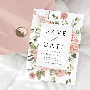 Elegante Blush Rose Garden Wedding Save The Date
