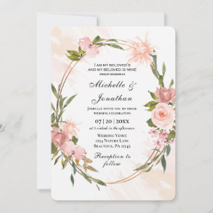 Elegante Blush Rose Gold Frame Christlich Hochzeit Einladung
