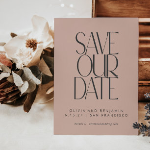 Elegante Blush Rose Mitte Jahrhundert Moderne Typo Save The Date