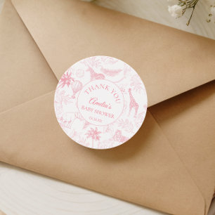 Elegante Blush-Safari-Dschungeltiere-Baby-Party Runder Aufkleber