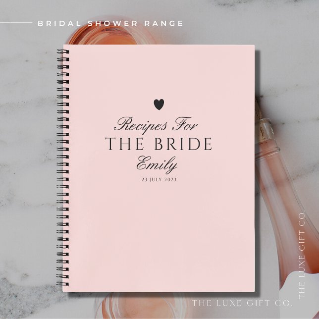 Elegante Blush Script Brautparty Geschenkrezepte Notizbuch (Von Creator hochgeladen)