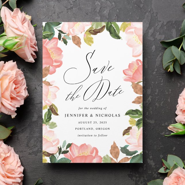 Elegante Blush Spring Bloral Save the Date (Von Creator hochgeladen)
