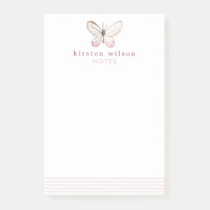 Elegante Blush Stripes & Butterfly Post-it Notes Post-it Klebezettel