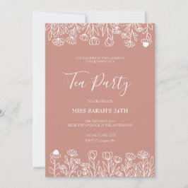 Elegante Blush Tea Party Geburtstag Einladung