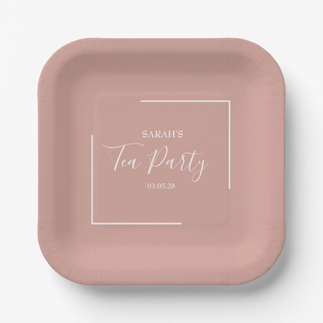 Elegante Blush Tea Party Geburtstag Pappteller (Vorderseite)