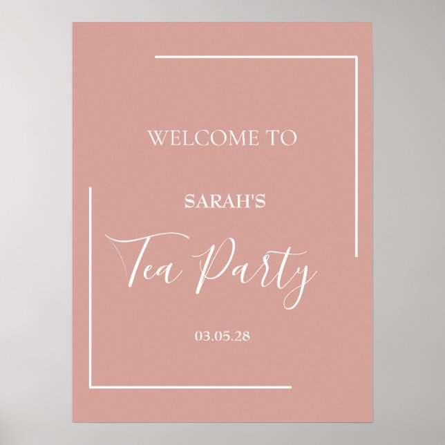 Elegante Blush Tea Party Geburtstag Poster (Vorne)