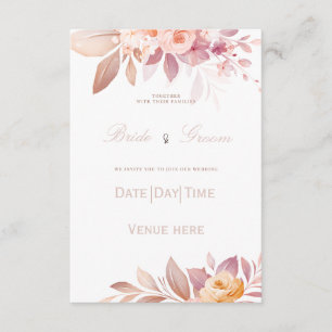 : Elegante Blush- und Pfirsich-Rosen-Hochzeitseinl Einladung