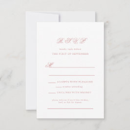 Elegante Blush und Rose Einfache Hochzeit RSVP Karte