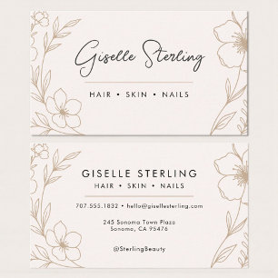Elegante Blush- und schwarze botanische Typografie Visitenkarte