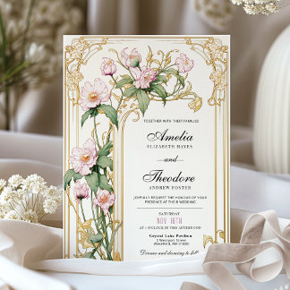 Elegante Blush Vintage Hochzeit Einladung