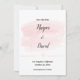 Elegante Blush Wasserfarbe Save the Date Hochzeit Einladung