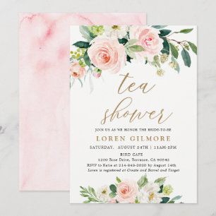 Elegante Blush Wasserfarben Teatro Flora Dusche Einladung
