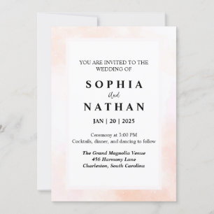 Elegante Blush Watercolor Einladung zur Hochzeit