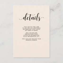 Elegante Blush Wedding Guest Details Begleitkarte