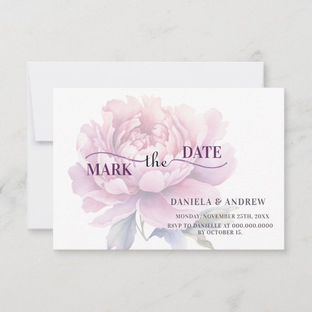 Elegante Blushing Bloom Romantic Pink Peony Weddin Save The Date (Vorderseite)