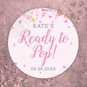 Elegante Blüte bereit zu platzen Rosa Babyparty Runder Aufkleber