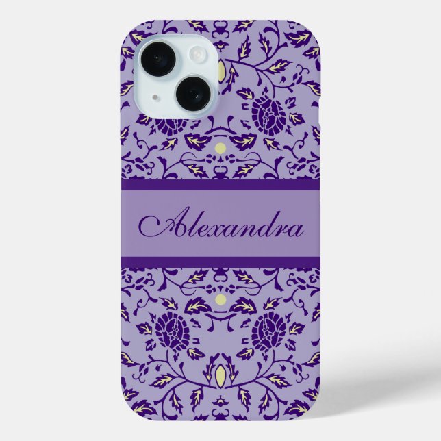 Elegante Blüte Lila Damask Case-Mate iPhone Hülle (Rückseite)