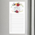 Elegante Blüte zum Auflisten magnetischer Notepad Magnetischer Notizblock<br><div class="desc">Markierte Markthalle mit Markthalle und Markierungsrahmen mit einem Aquarelle Merlot und Pfirsichrahmen personalisiert mit Ihrem Namen.</div>
