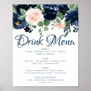 Elegante Blüten   Dunkelblaue und rosafarbene Getr Poster
