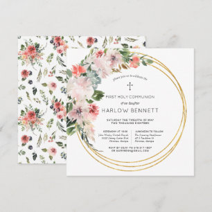 Elegante Blüten Erstkommunion-Einladung Einladung